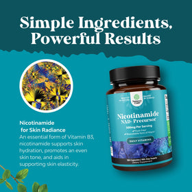 Natures Craft Nicotinamide 500mg 180 capsules sur une table