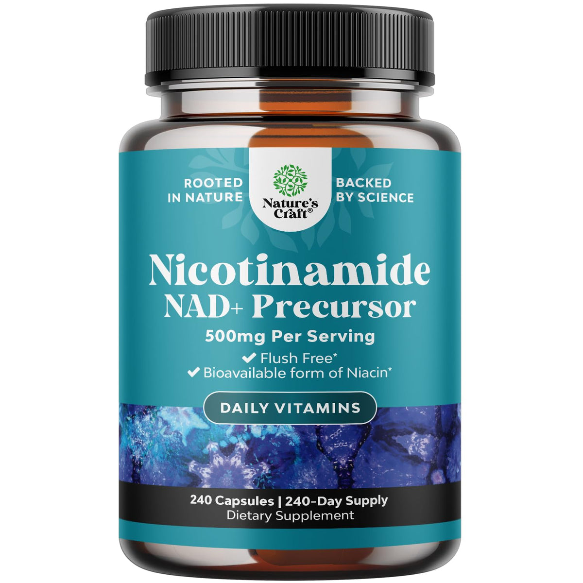 Natures Craft Nicotinamide 500mg 240 capsules vue de face