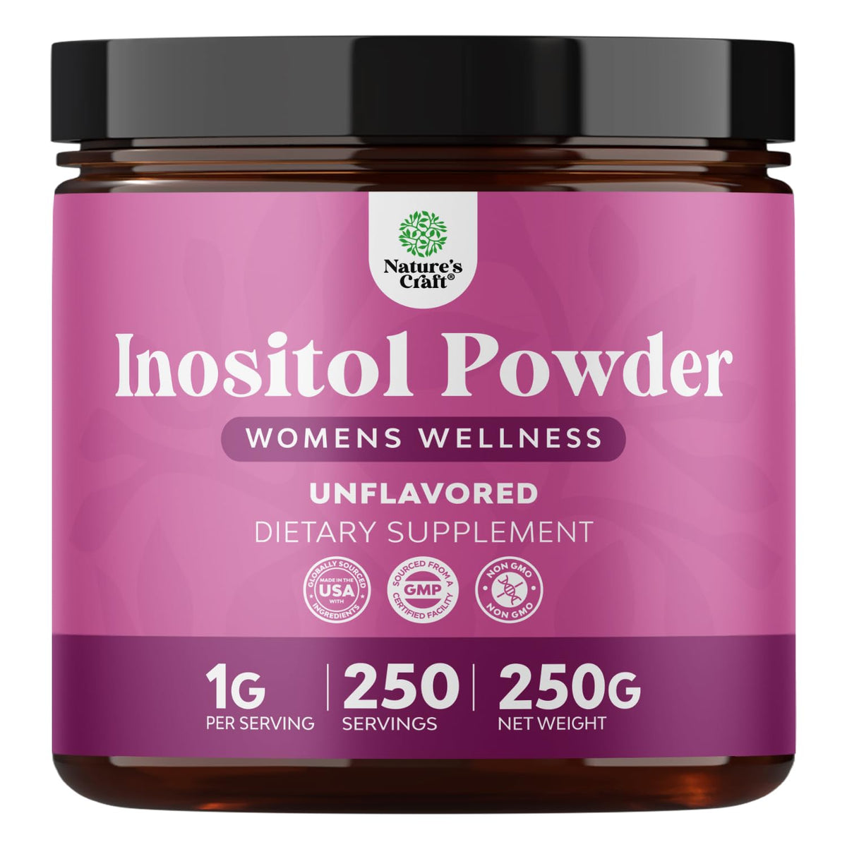 Natures Craft Poudre de Myo-Inositol 250g - vue de face