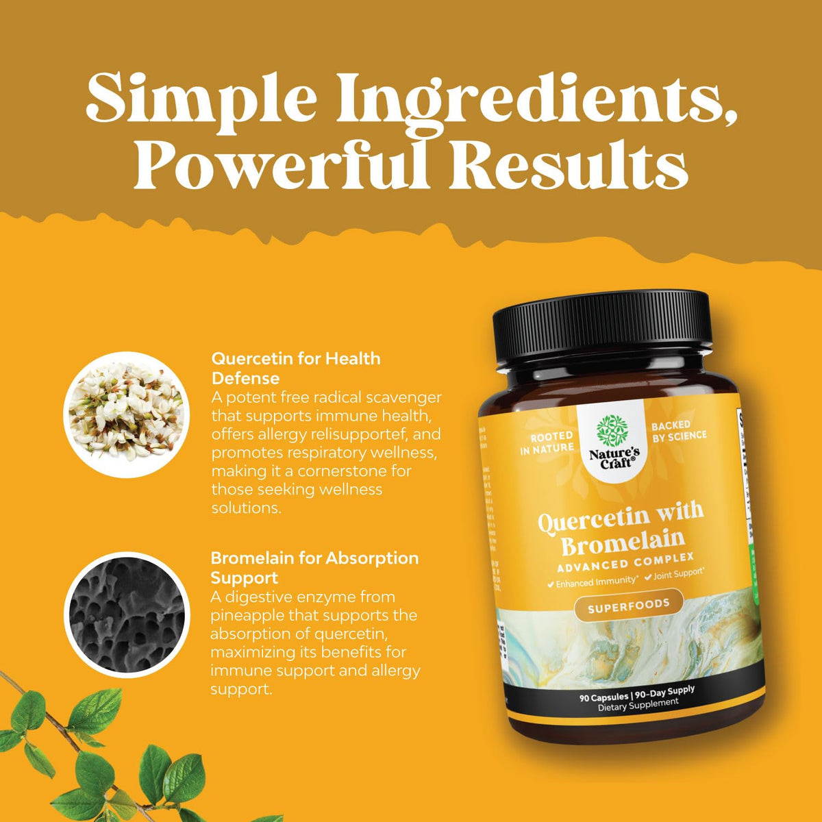 Natures Craft Quercétine avec Bromélaïne 500mg capsules bottle