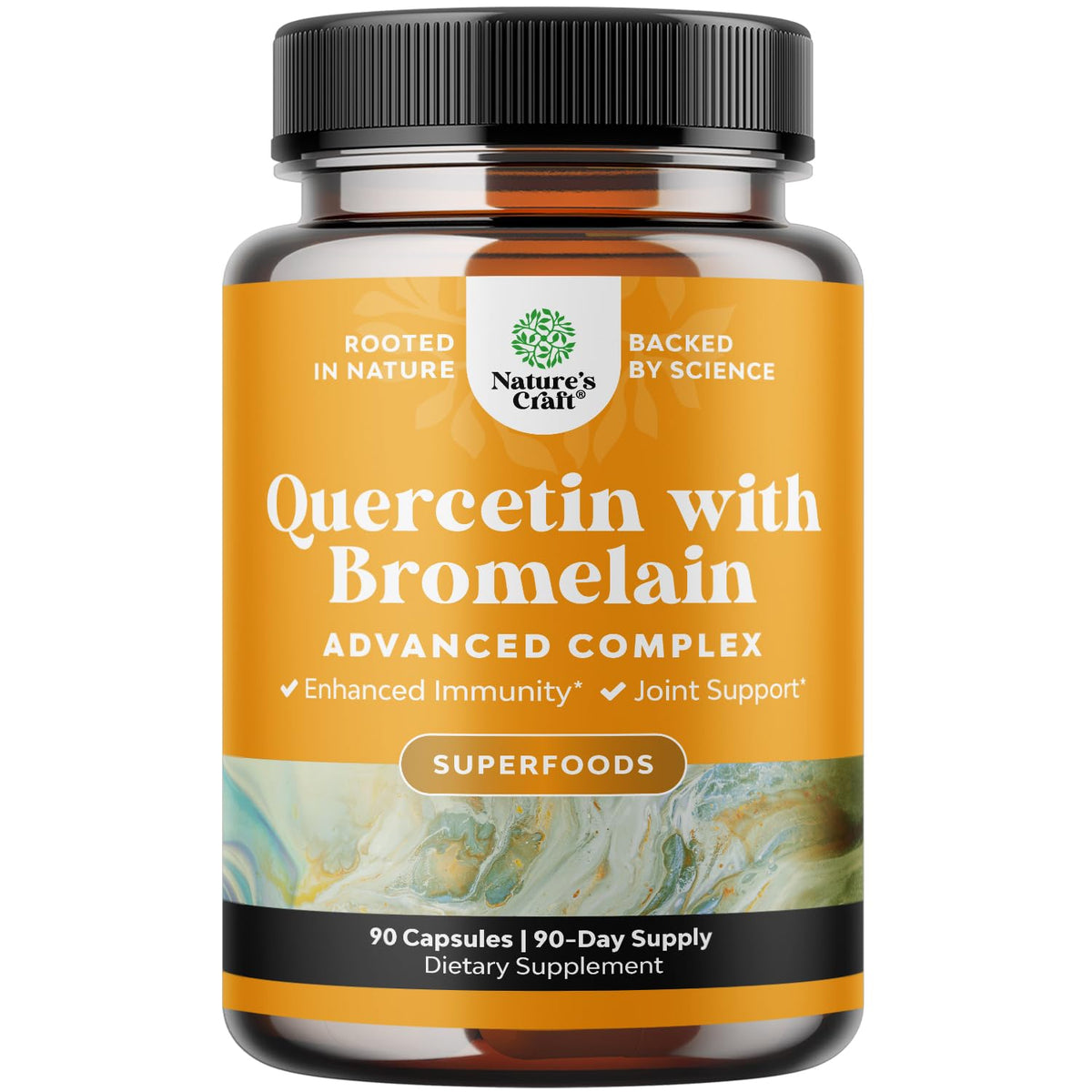 Natures Craft Quercétine avec Bromélaïne 500mg capsules front view