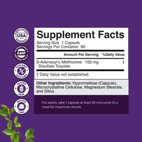 Natures Craft SAM-e 150mg en vue rapprochée des capsules
