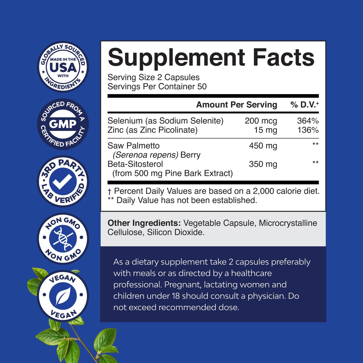 Natures Craft Saw Palmetto 100 Capsules - focus sur les ingrédients