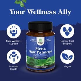 Natures Craft Saw Palmetto 100 Capsules - vue arrière et étiquette