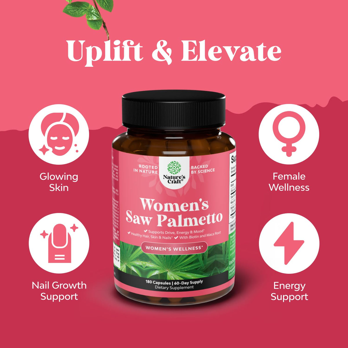 Natures Craft Saw Palmetto 500mg capsules avec étiquette