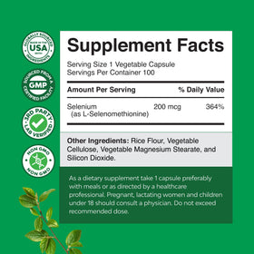 Natures Craft Sélénium 200 mcg capsules avec un verre d'eau