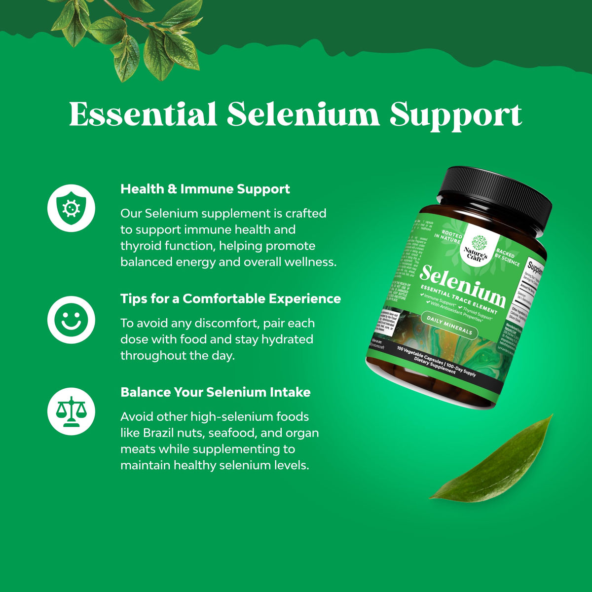 Natures Craft Sélénium 200 mcg capsules vue de dos