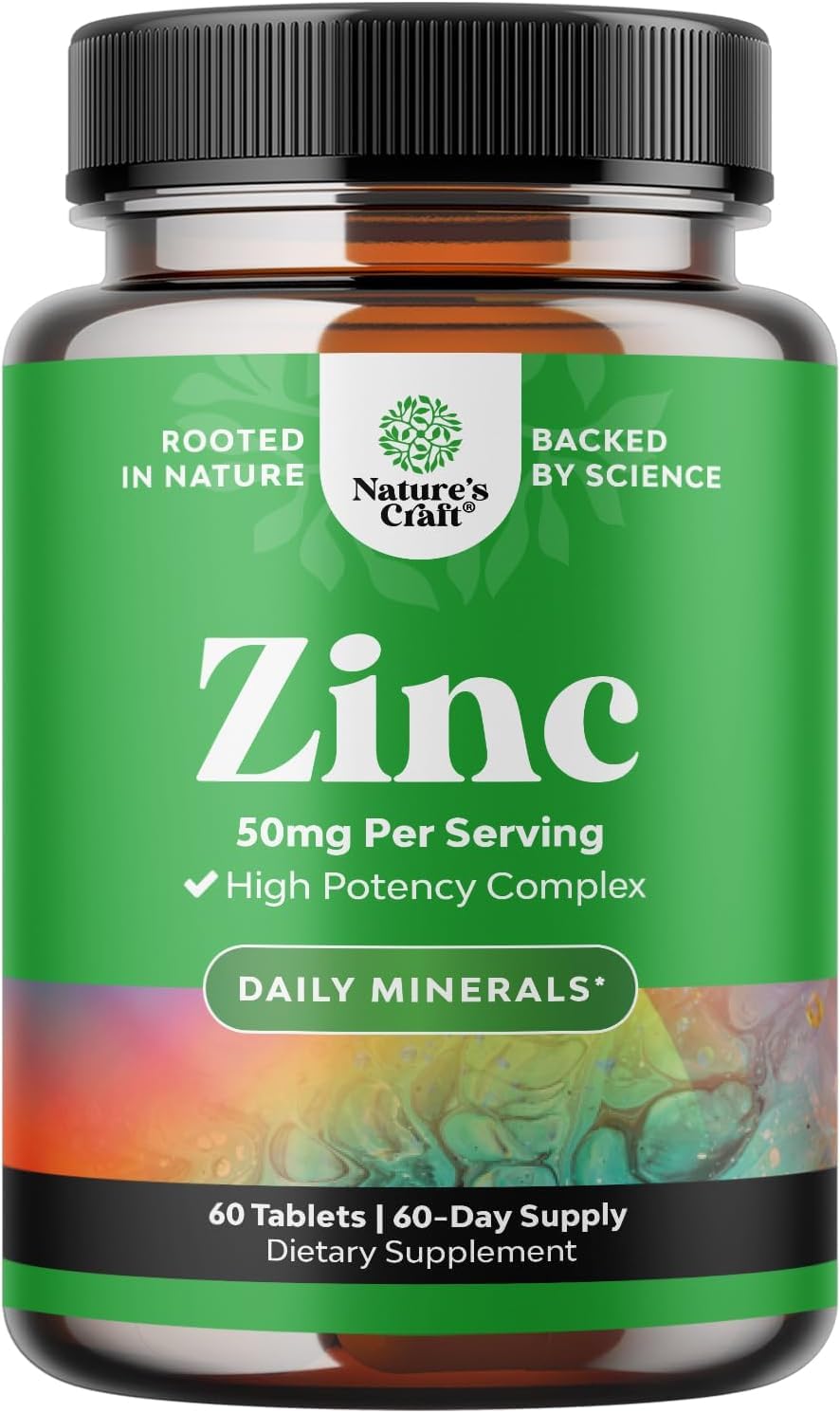 Natures Craft Zinc 50mg complément alimentaire 60 comprimés vue de face