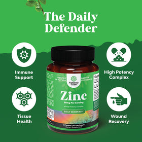 Natures Craft Zinc 50mg complément alimentaire flacon ouvert