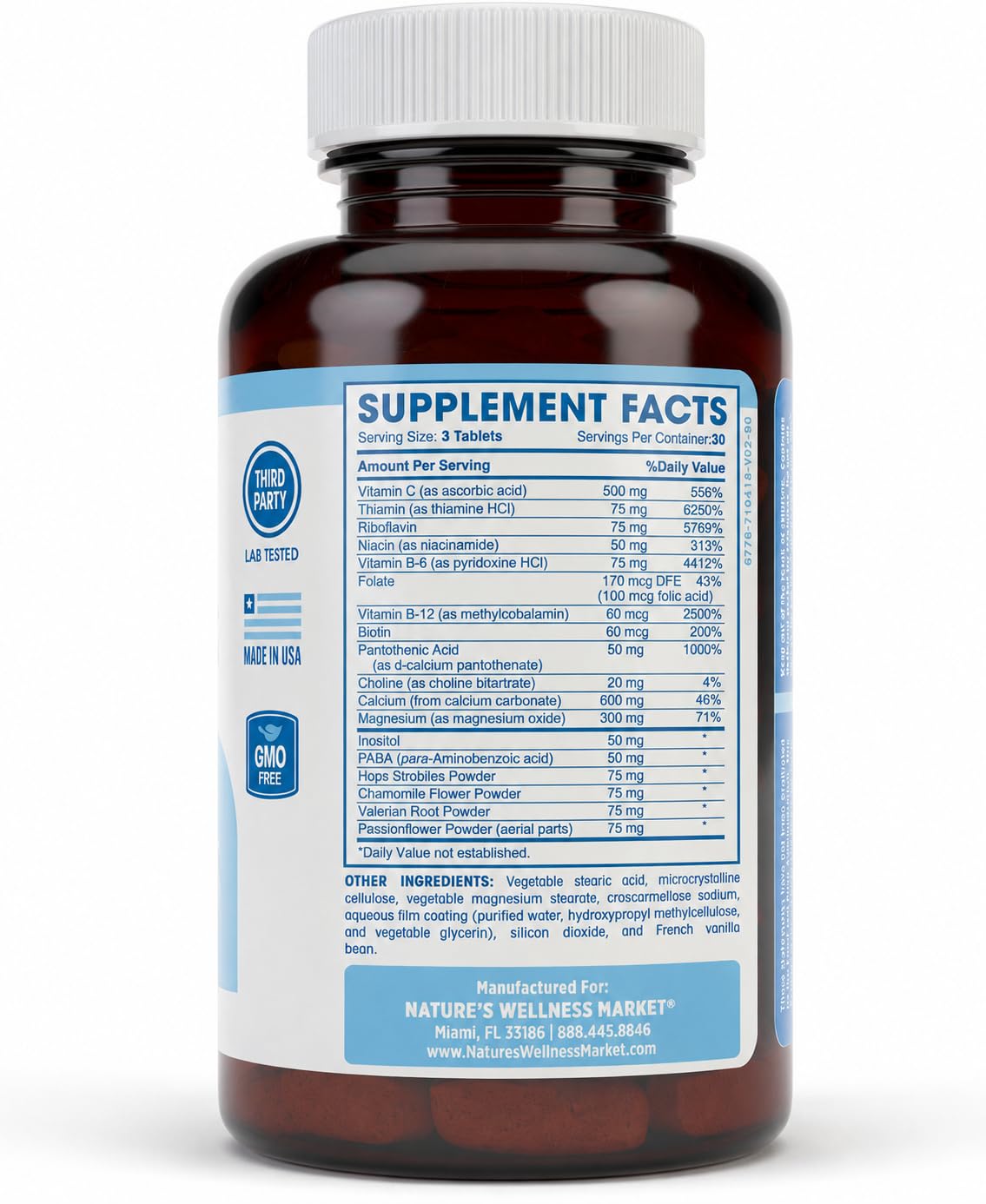 Natures Wellness Complément Alimentaire B Complex 181g côté