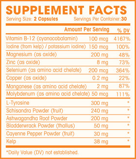 Natures Wellness Complément Alimentaire Thyroïdien 82g vue arrière