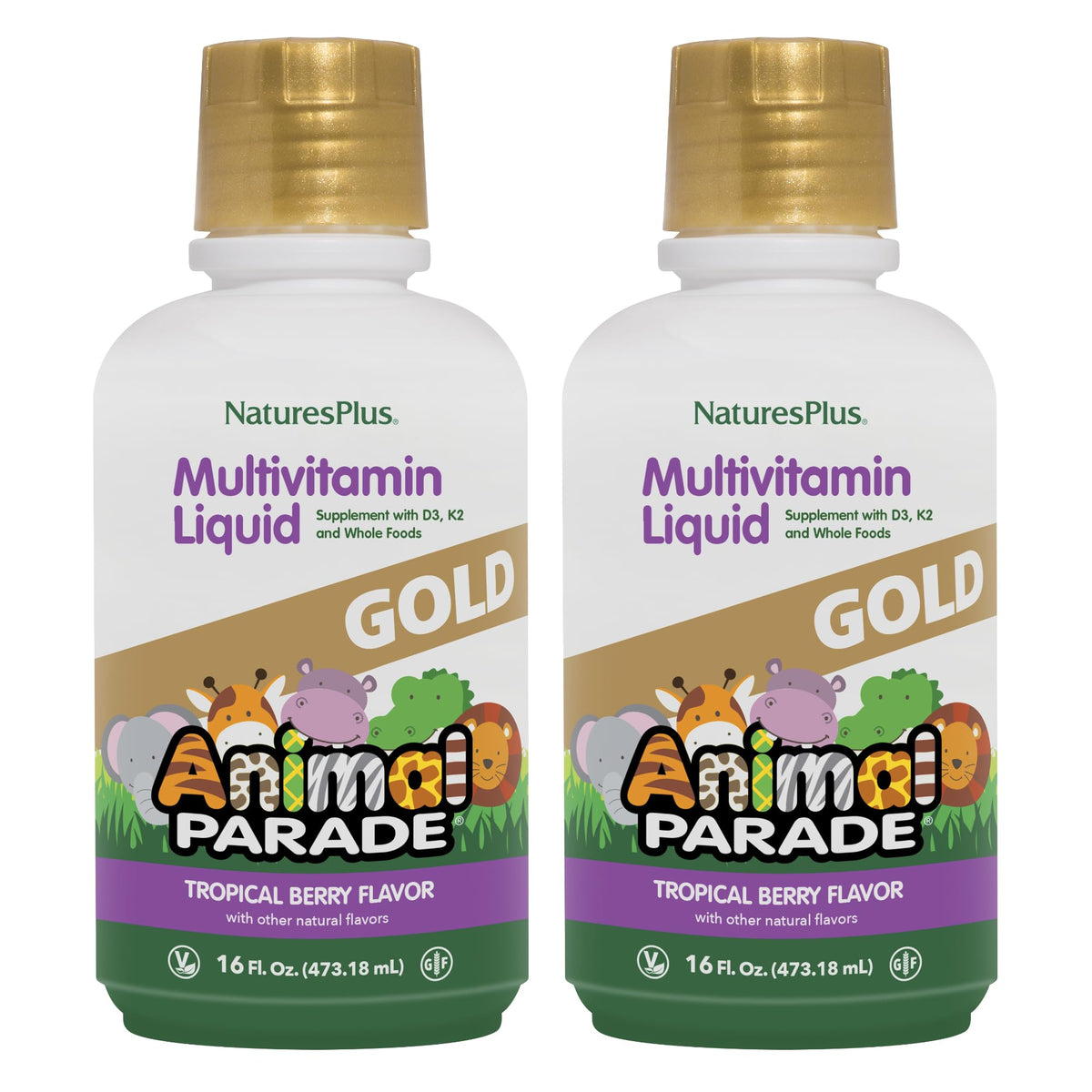 NaturesPlus Animal Parade Gold Multivitamine Liquide Enfants 16 fl oz vue avant