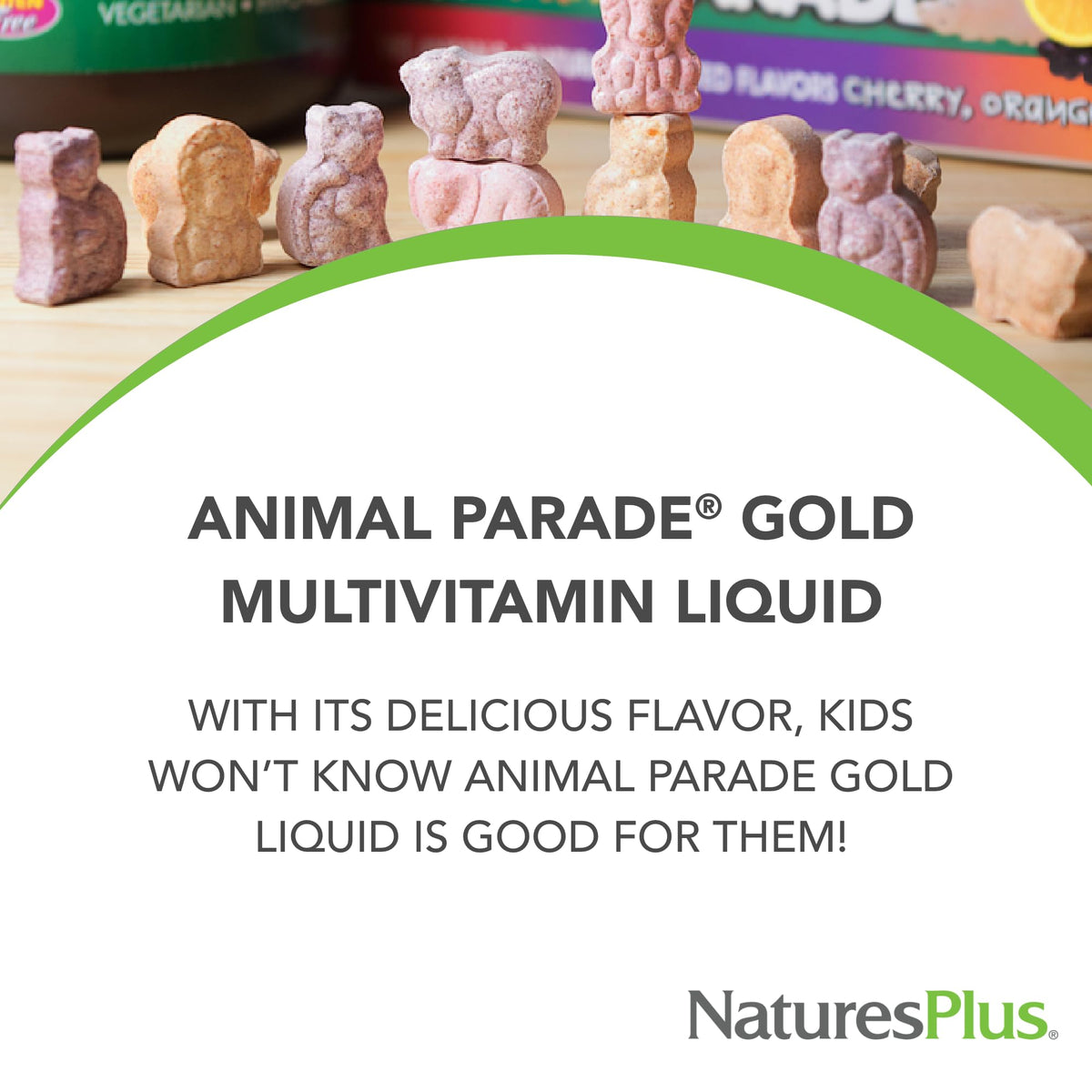 NaturesPlus Animal Parade Multivitamines Liquides 30 OZ vue latérale