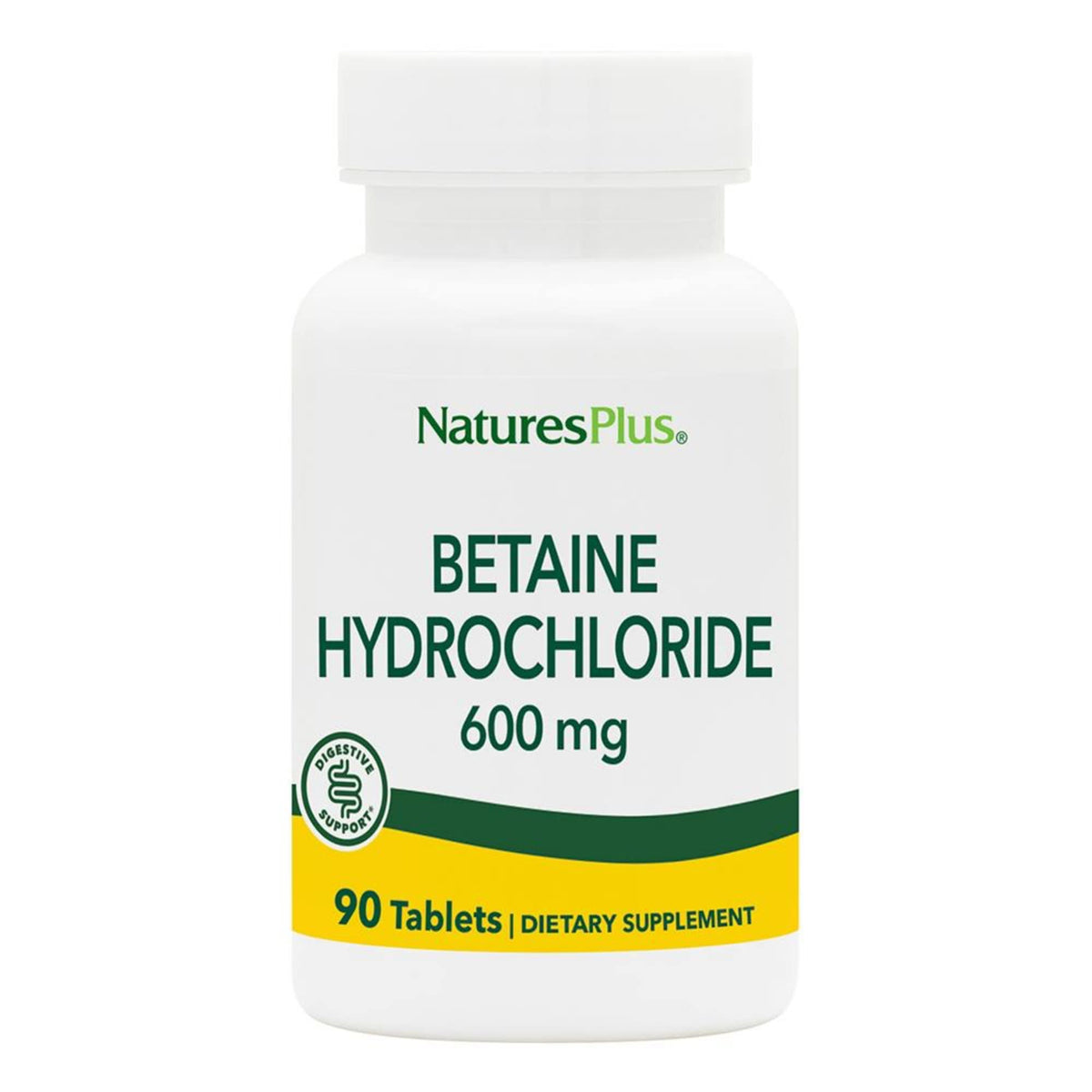 NaturesPlus Betaine Hydrochloride 600 mg boîte avec 90 tablettes