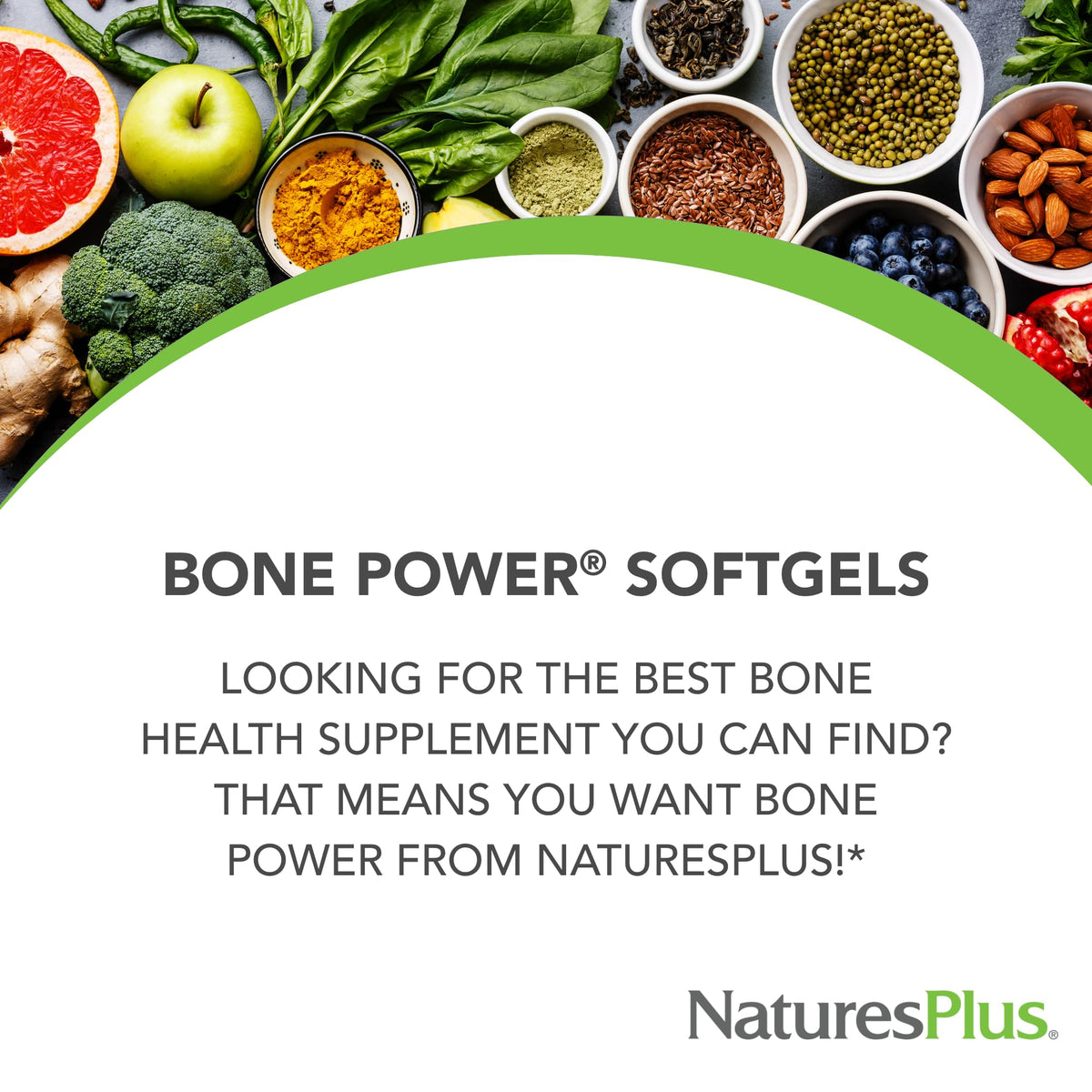 NaturesPlus Bone Power gélules avec étiquette de dosage