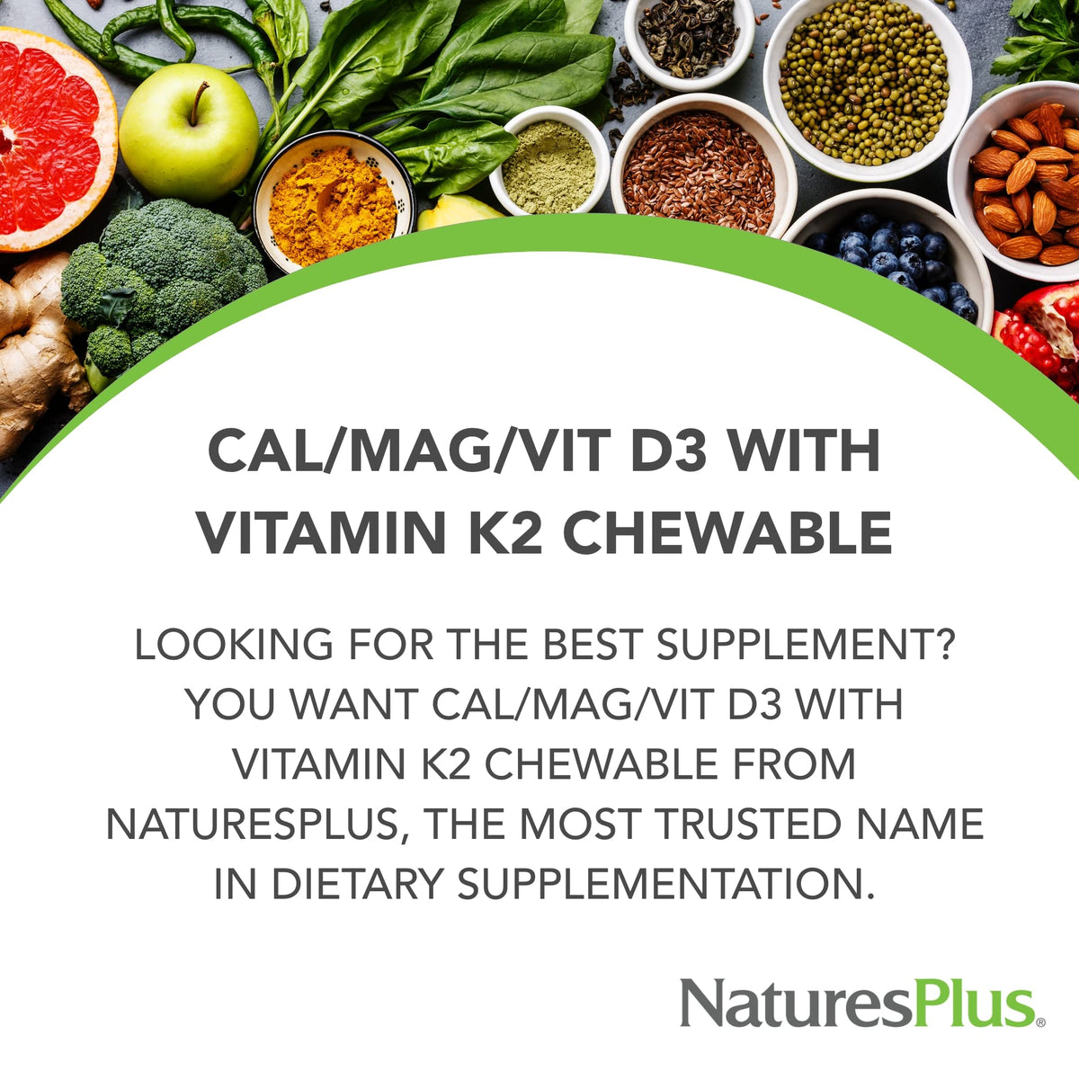 NaturesPlus Cal/Mag/Vit D3 60 Comprimés Chocolat côté