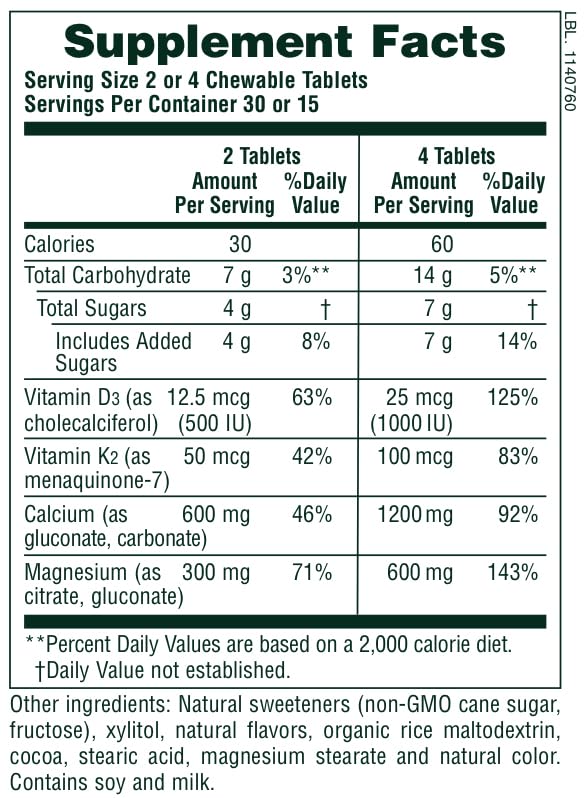 NaturesPlus Cal/Mag/Vit D3 60 Comprimés Chocolat en situation sur une table