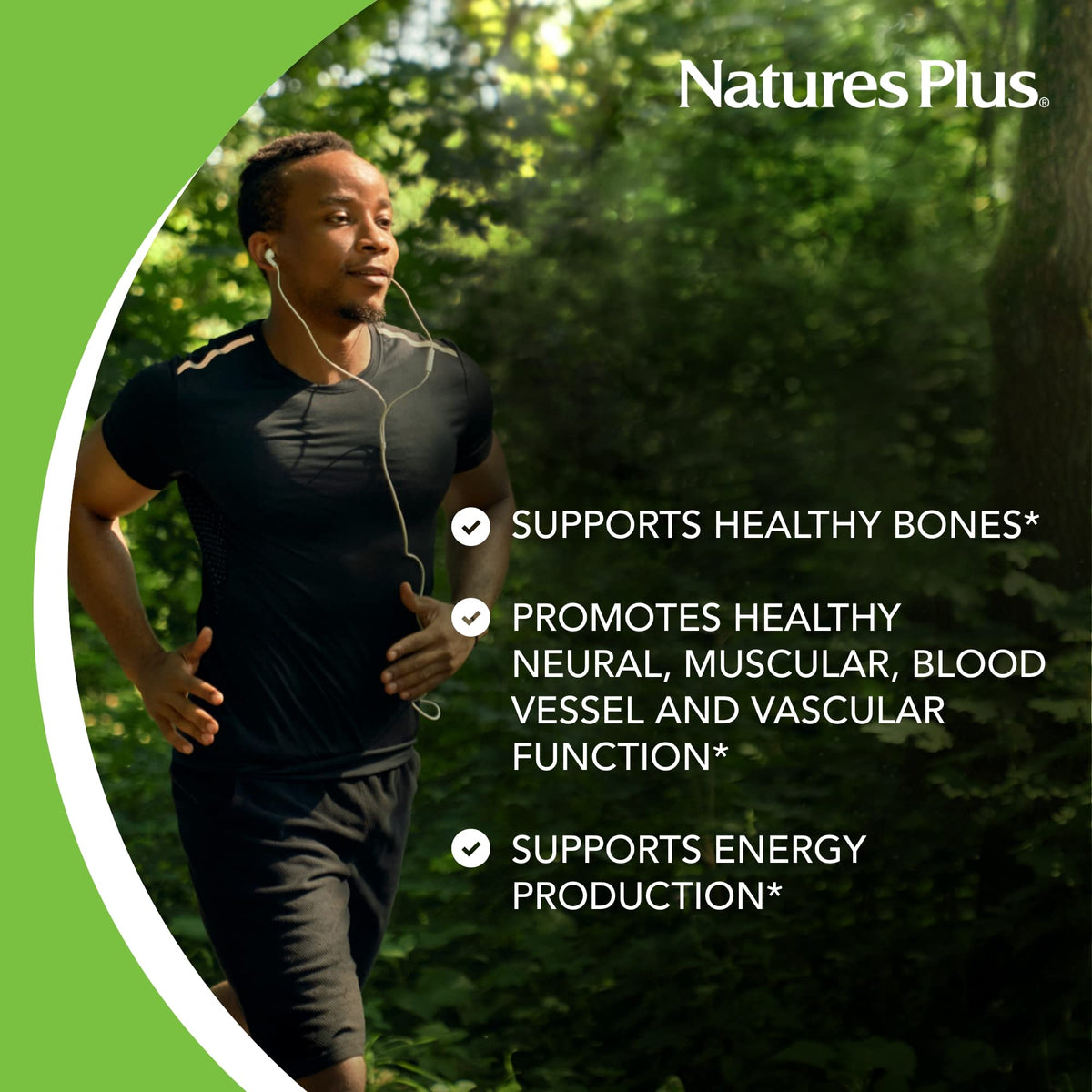 NaturesPlus Calcium/Magnésium 500 mg/250 mg avec étiquette détaillée