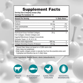 NaturesPlus Collagen Peptides Poudre Vanille 458g avec cuillère
