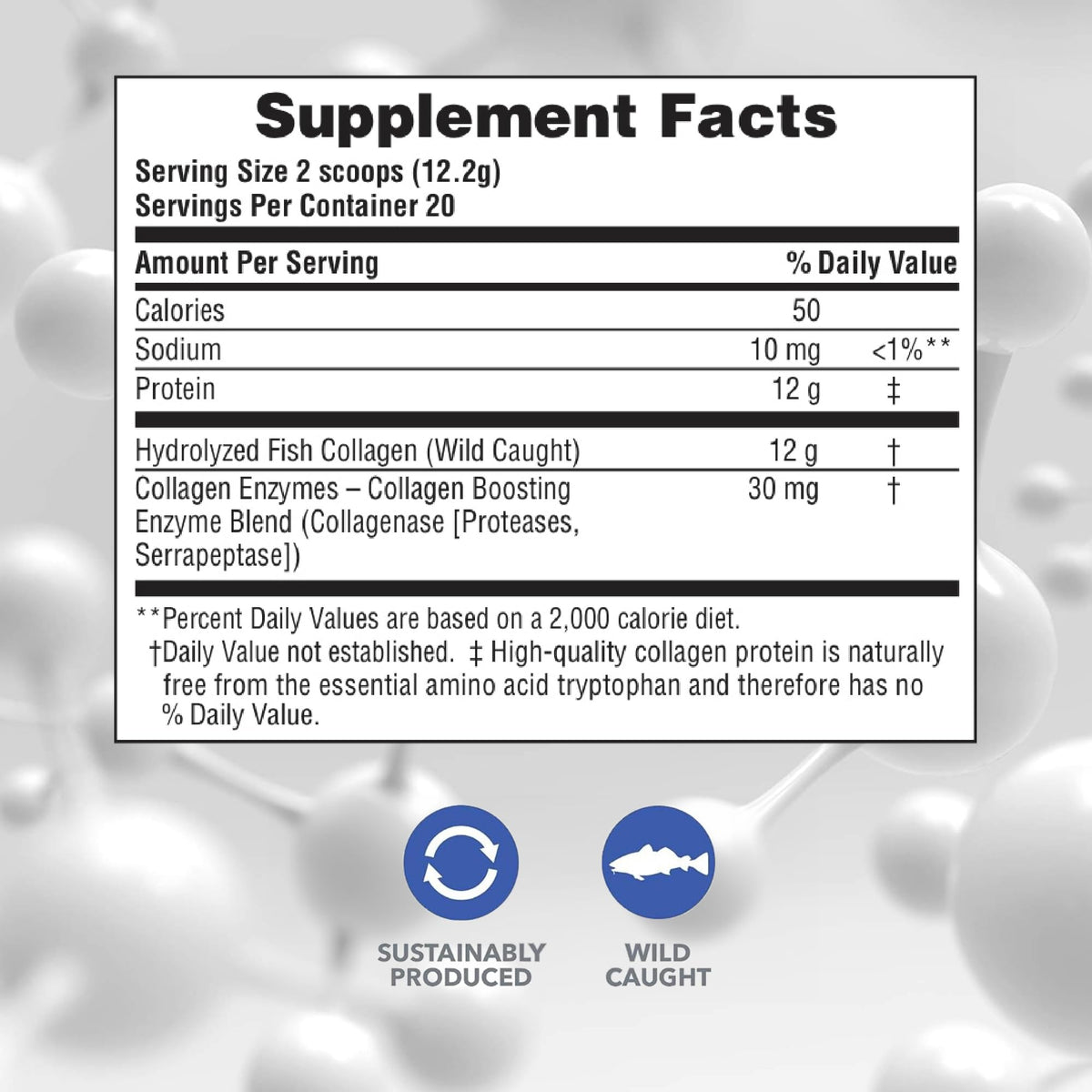 NaturesPlus Collagène Marin Peptides 308g poudre dans un verre
