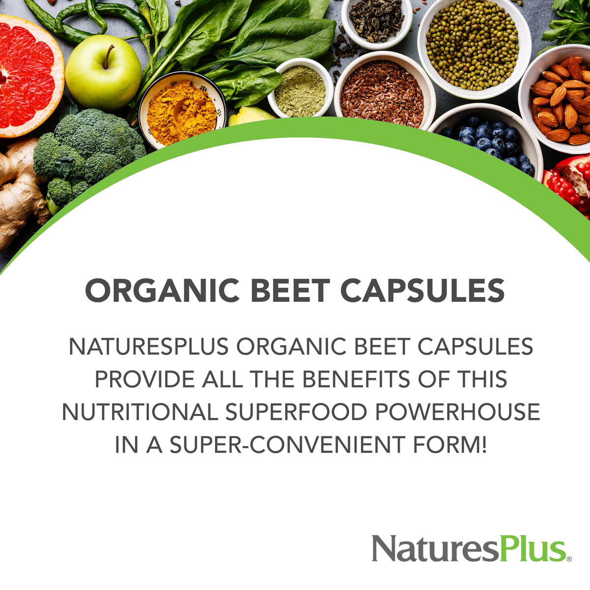 NaturesPlus Complément Alimentaire Betterave Bio 180 Capsules étiquette et informations