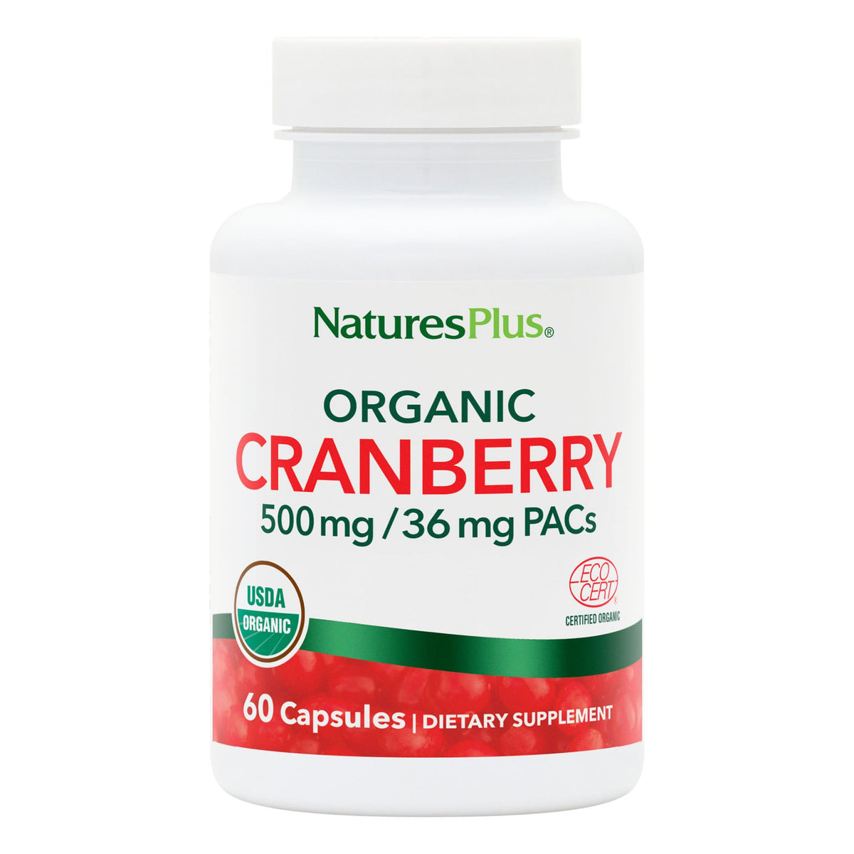 NaturesPlus Cranberry 500 mg 60 capsules vue de face