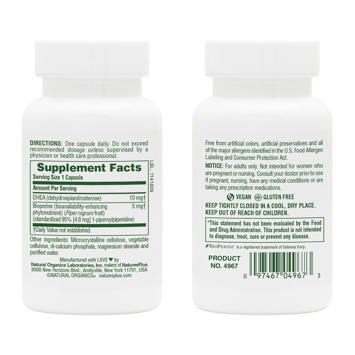 NaturesPlus DHEA-10 flacon avec capsules