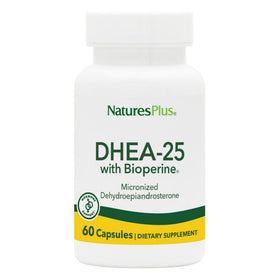 NaturesPlus DHEA-25 60 capsules vue avant de l'emballage