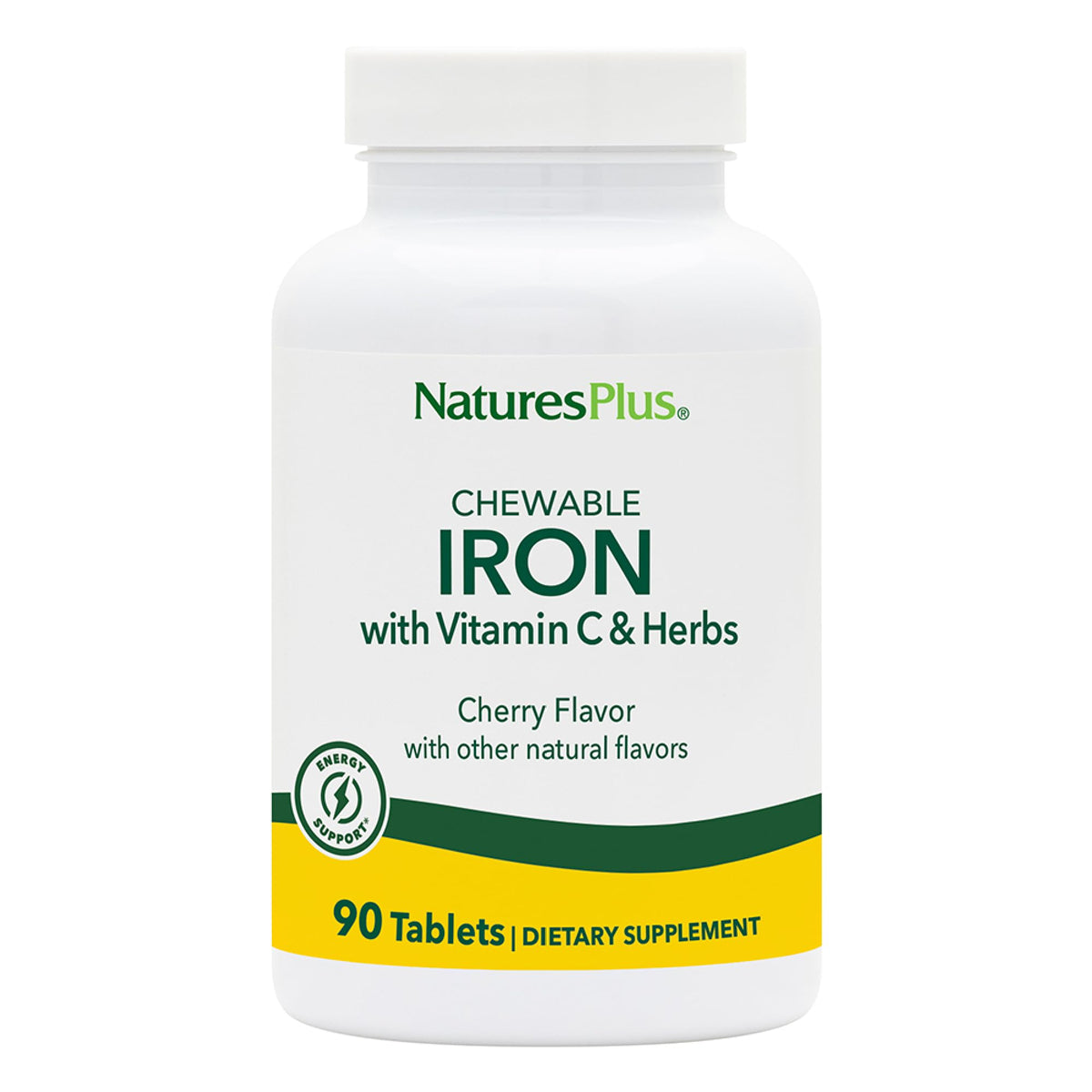 NaturesPlus Fer Mâchable Cerise 90 Comprimés vue de face