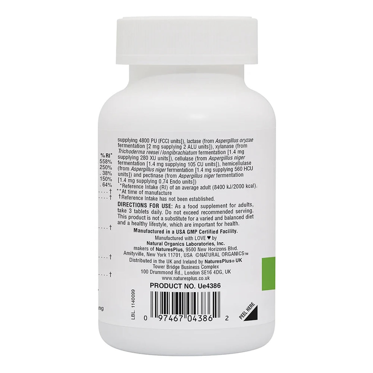 NaturesPlus GI Natural Total daily Wellness 90 comprimés bi-couches en gros plan
