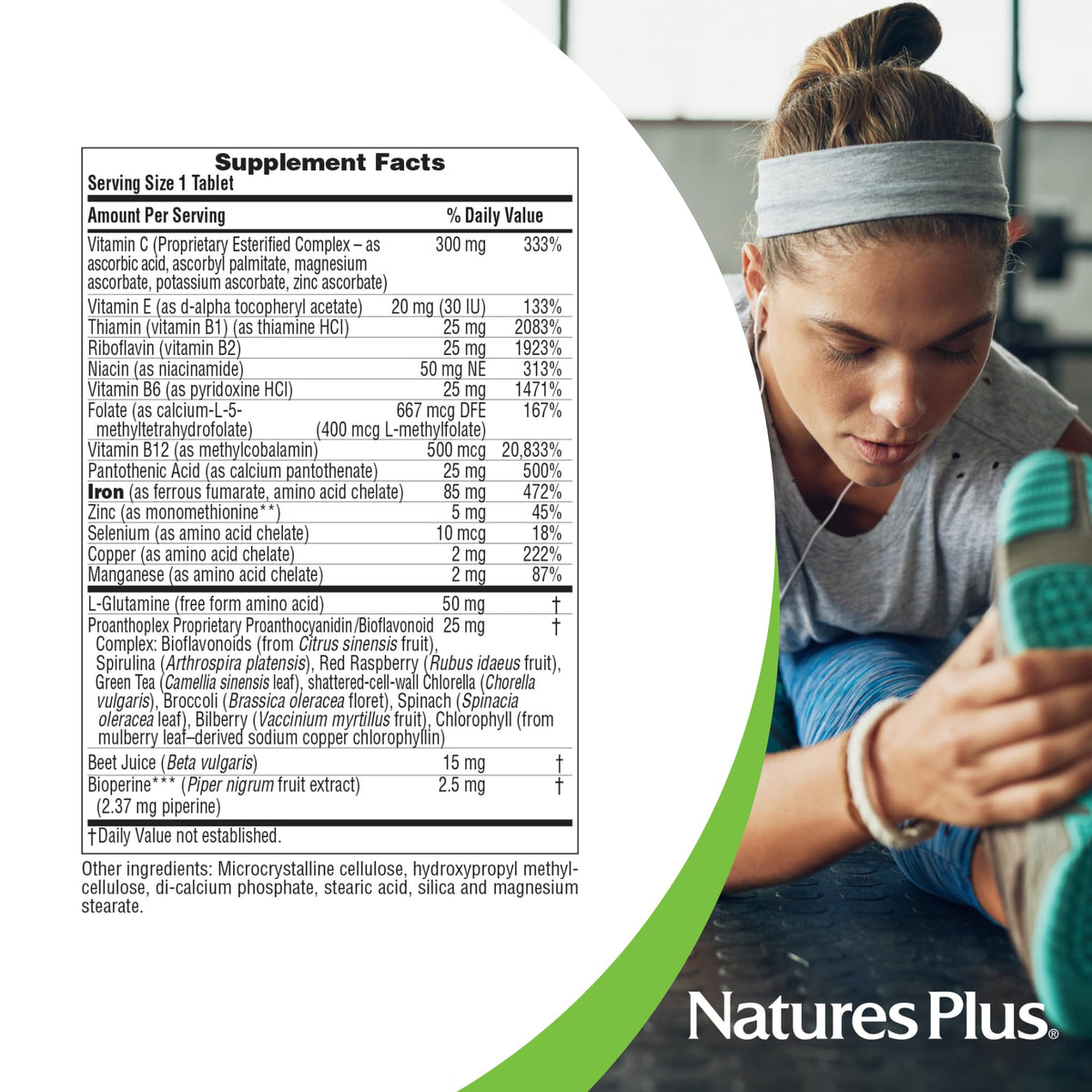 NaturesPlus Hema-Plex Fer 30 comprimés, vue de côté