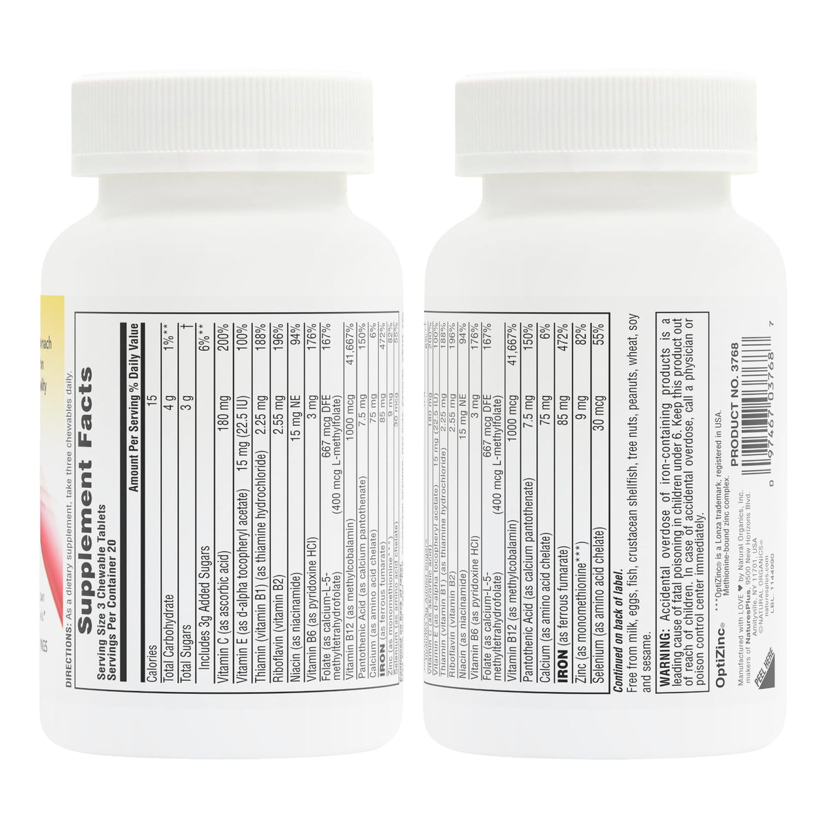 NaturesPlus Hema-Plex Fer comprimés à mâcher avec emballage