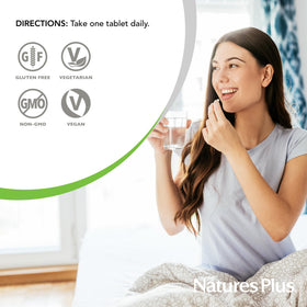 NaturesPlus Her Journey 45+ emballage ouvert avec comprimés visibles