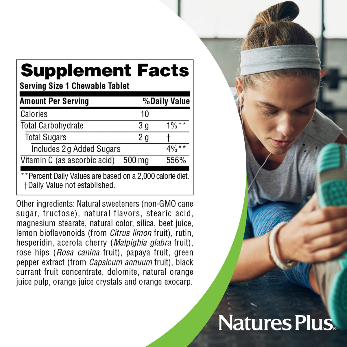 NaturesPlus Jus d'Orange comprimés à mâcher dans une main