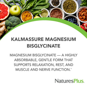 NaturesPlus KalmAssure Magnésium Bisglycinate 180 capsules emballage