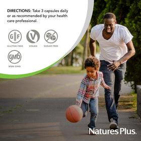 NaturesPlus KalmAssure Magnésium Bisglycinate 180 capsules sur un fond neutre