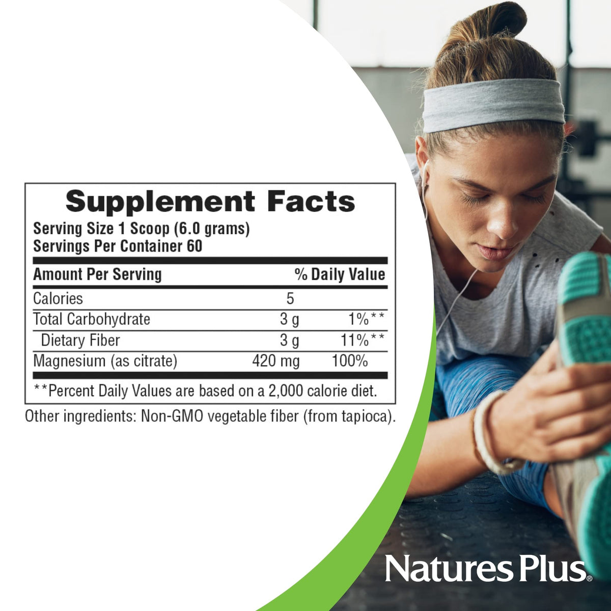 NaturesPlus KalmAssure Poudre de Magnésium 0,8 lb usage dans un verre