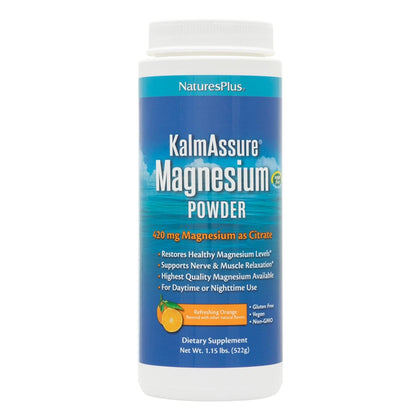 NaturesPlus KalmAssure Poudre de Magnésium 590g Saveur Orange - vue de face
