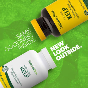 NaturesPlus Kelp 300 Tablettes côté avec informations nutritionnelles