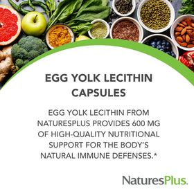 NaturesPlus Lecithine de Jaune d'Oeuf 600 mg capsules packaging