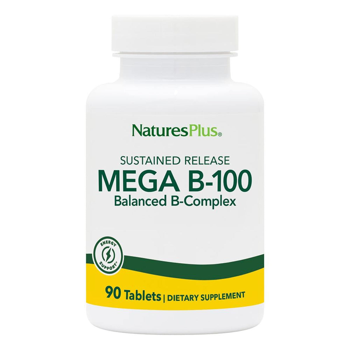 NaturesPlus Mega B-100 Complex 90 comprimés végétariens vue avant
