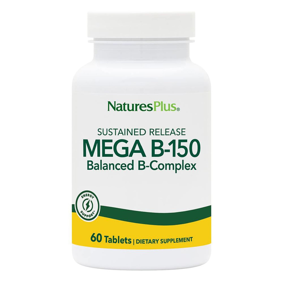 NaturesPlus Mega B-150 Complex 60 comprimés végétariens, vue de face