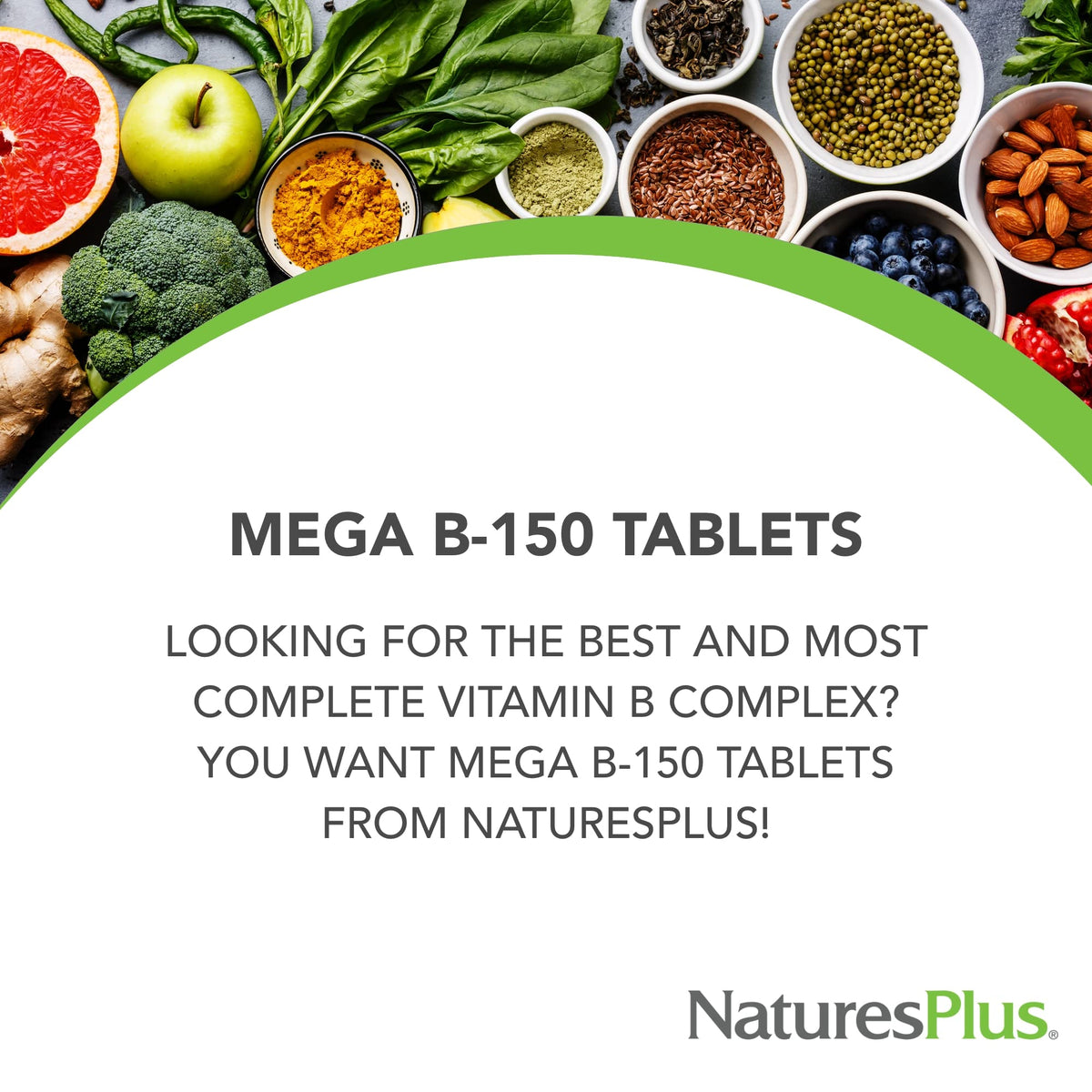 NaturesPlus Mega B-150 Complex, étiquette du produit