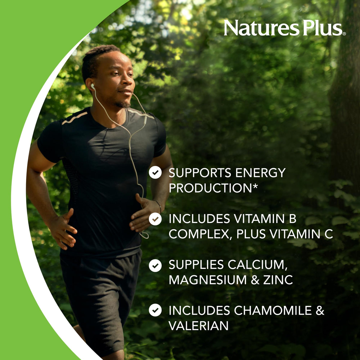 NaturesPlus Mega-Stress Complex comprimés sur un fond blanc