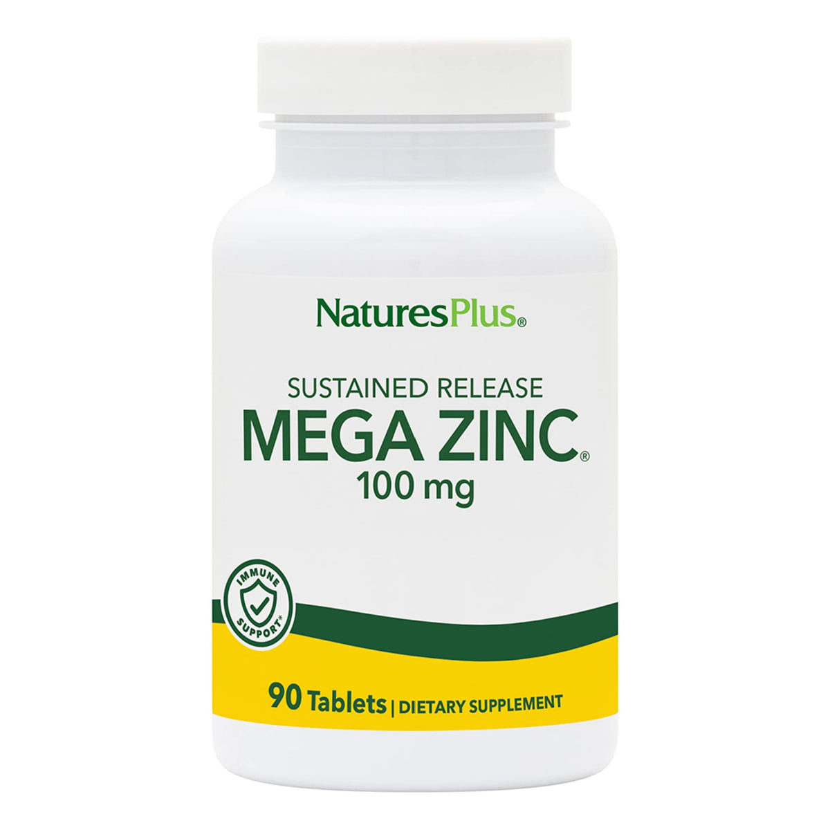 NaturesPlus Mega Zinc 100 mg comprimés végétariens, vue de face