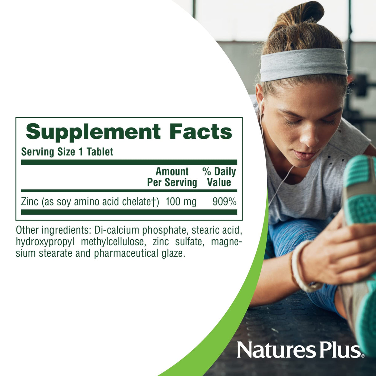 NaturesPlus Mega Zinc 100 mg comprimés, vue arrière