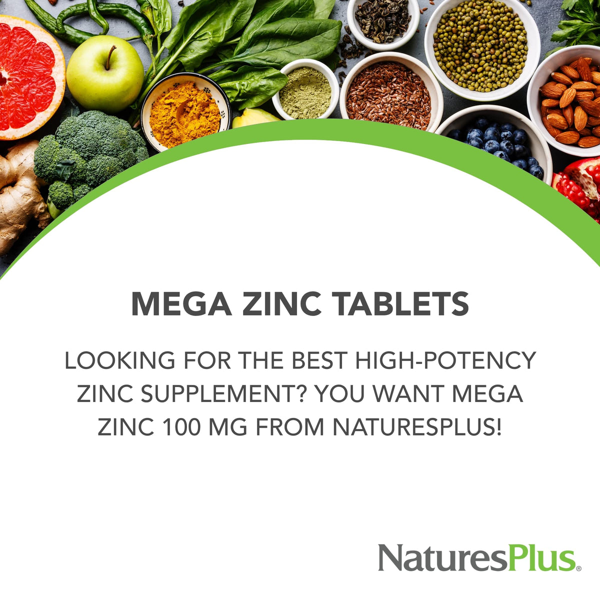 NaturesPlus Mega Zinc 100 mg comprimés, vue de côté