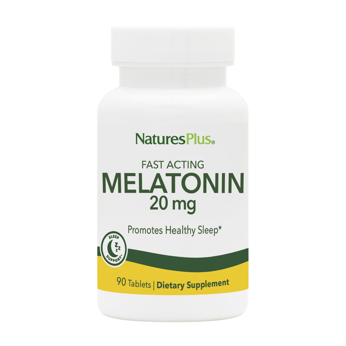 NaturesPlus Mélatonine 20 mg comprimés végétaliens, vue de face