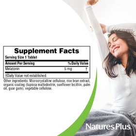 NaturesPlus Mélatonine 5 mg comprimés avec étiquette visible