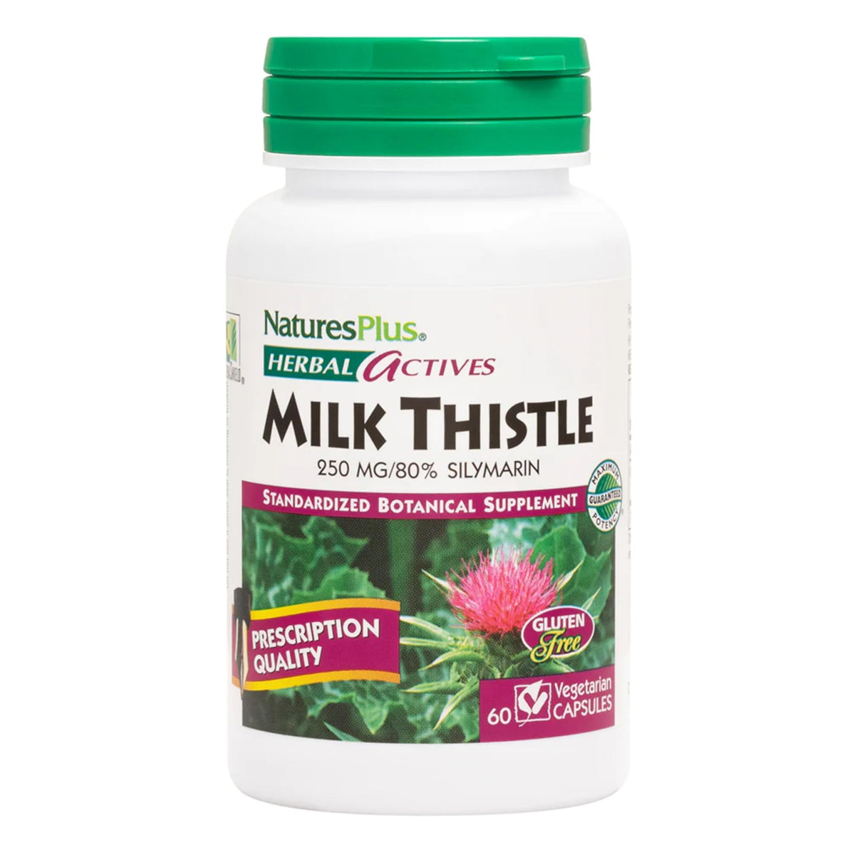 NaturesPlus Milk Thistle 250 mg capsules front view